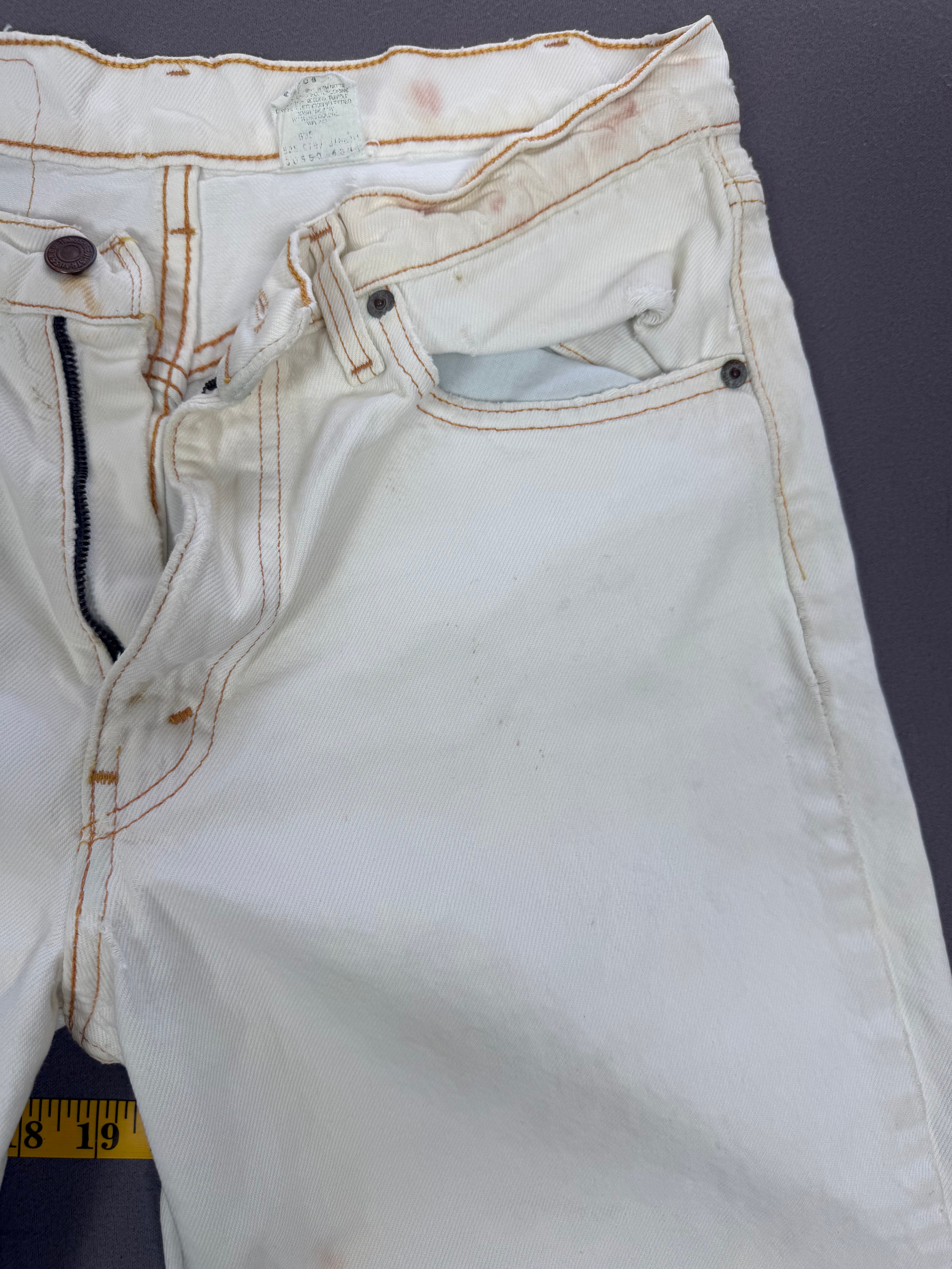 Vintage Levi’s 550 Antique White Jeans with Faded Neon Lime Hem