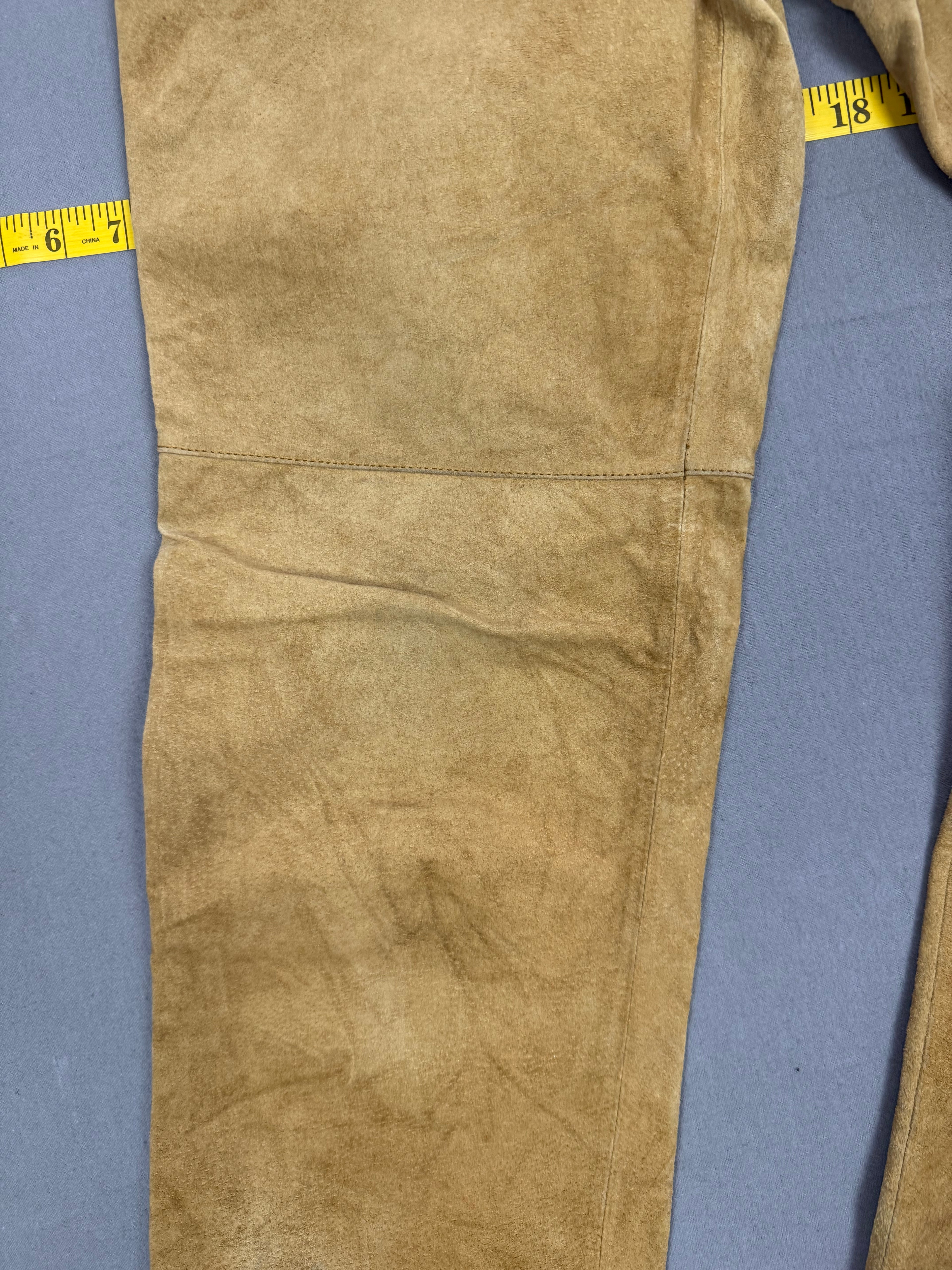 Vintage Newport News Tan Nubuck Suede Leather Pants