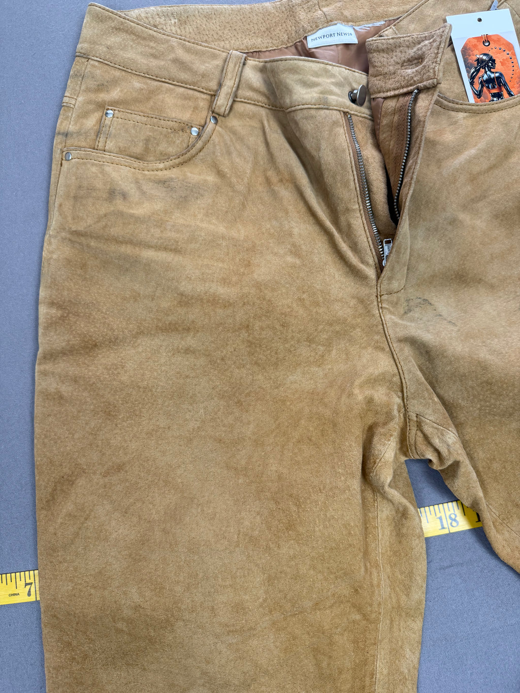 Vintage Newport News Tan Nubuck Suede Leather Pants