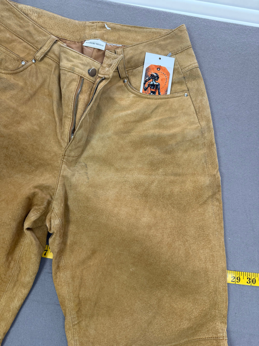 Vintage Newport News Tan Nubuck Suede Leather Pants