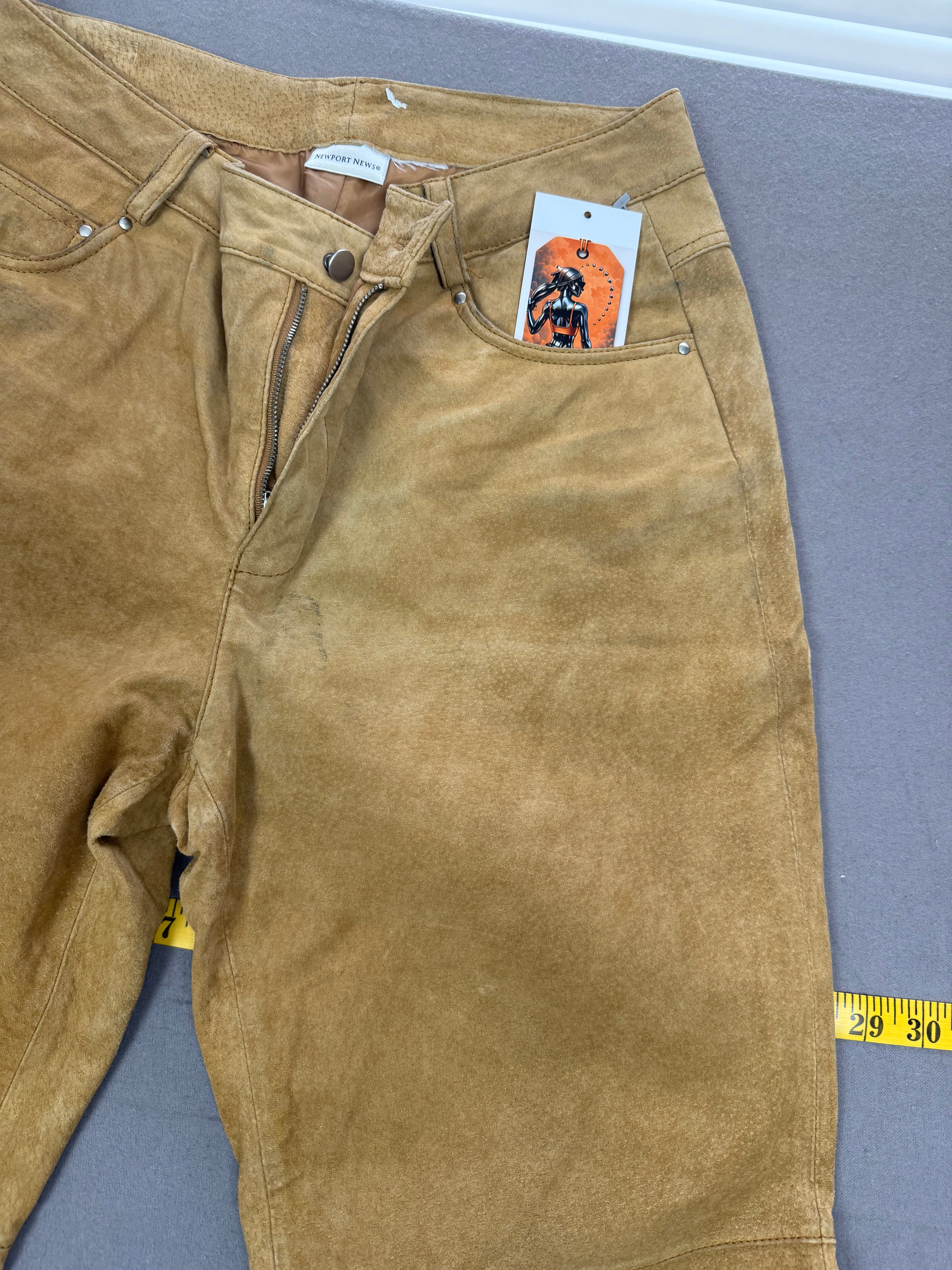 Vintage Newport News Tan Nubuck Suede Leather Pants