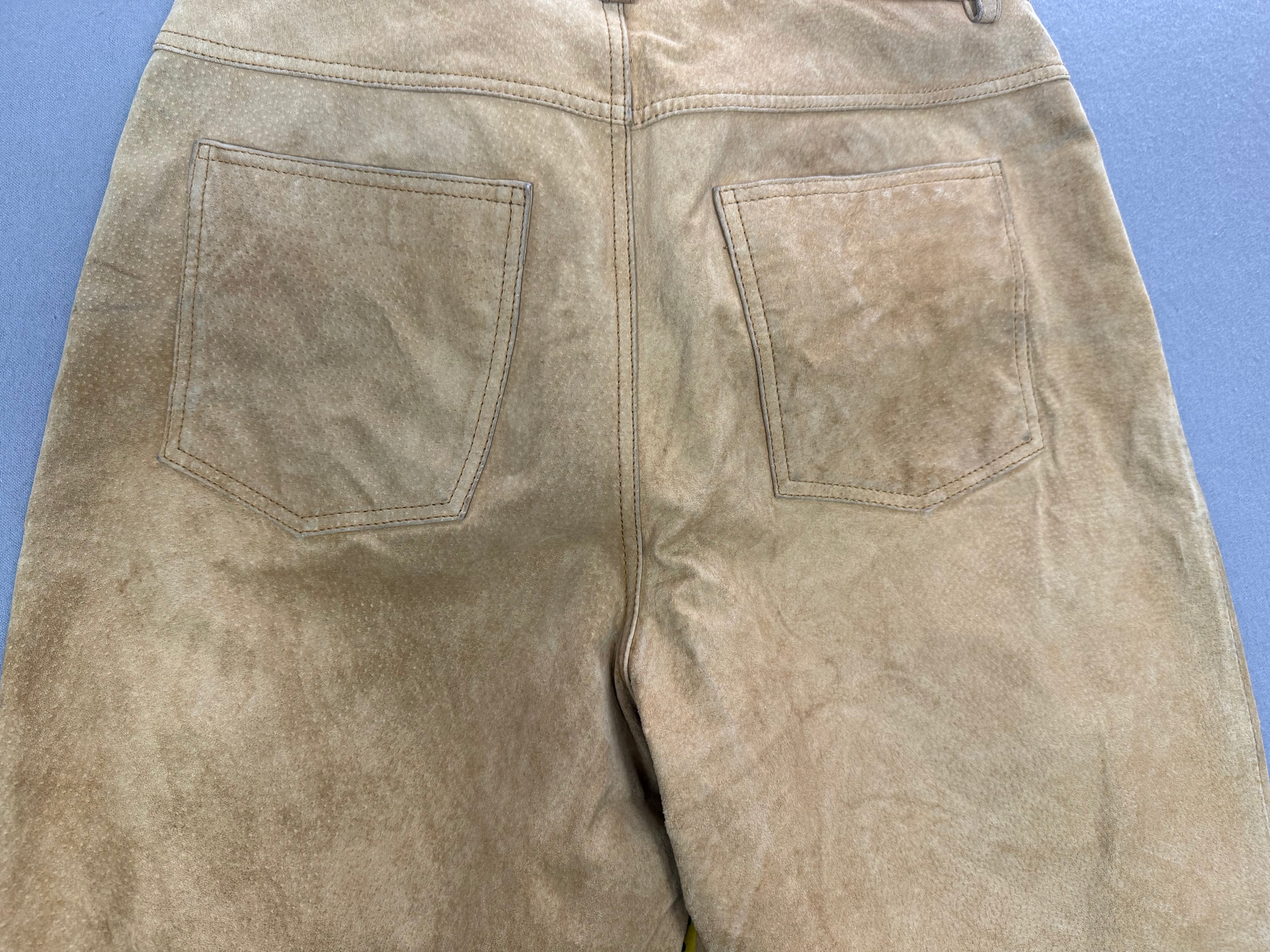 Vintage Newport News Tan Nubuck Suede Leather Pants