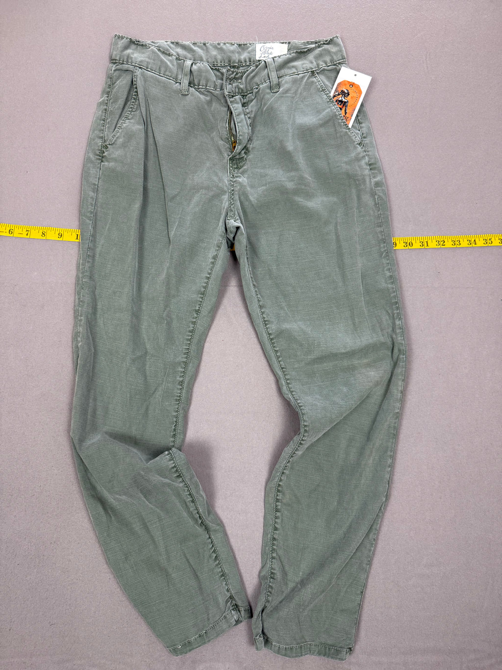 Cosmic Blue Love Army Green Lyocell Cotton Stretch Pants
