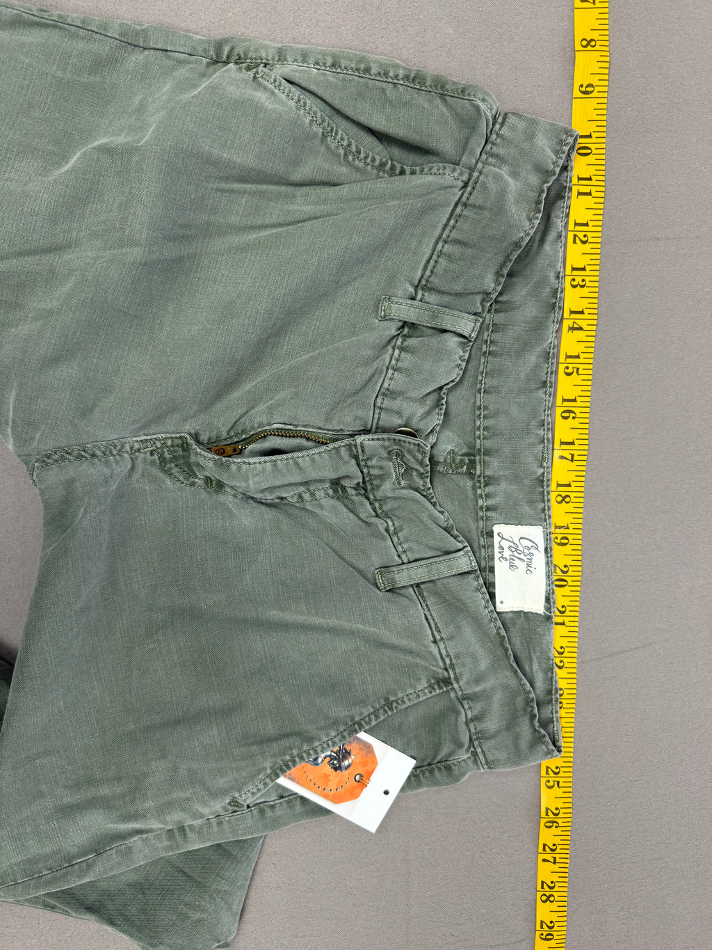 Cosmic Blue Love Army Green Lyocell Cotton Stretch Pants