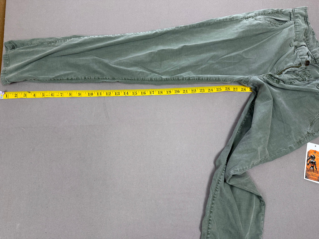 Cosmic Blue Love Army Green Lyocell Cotton Stretch Pants