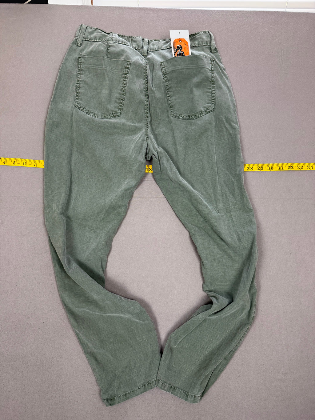 Cosmic Blue Love Army Green Lyocell Cotton Stretch Pants