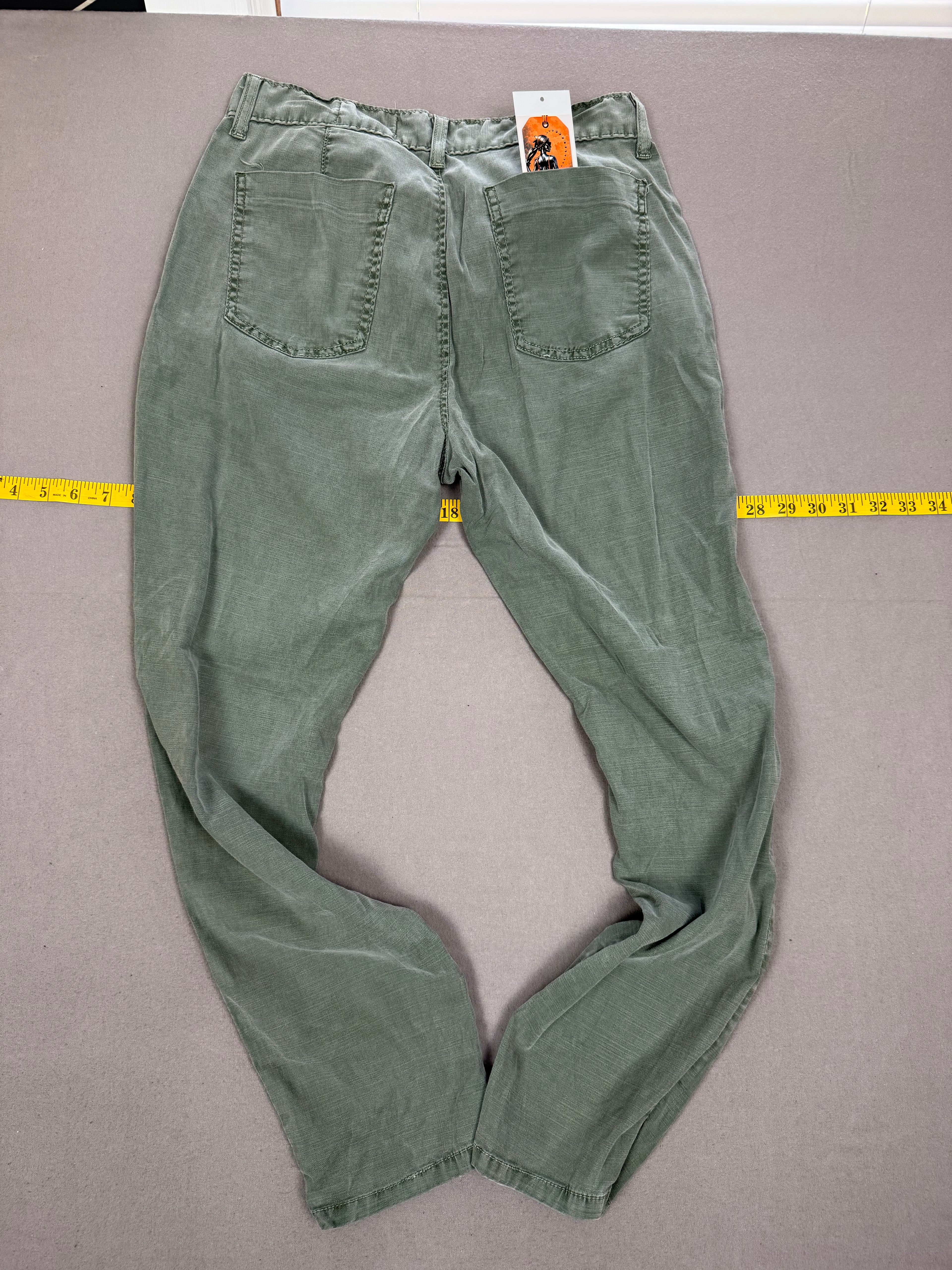 Cosmic Blue Love Army Green Lyocell Cotton Stretch Pants