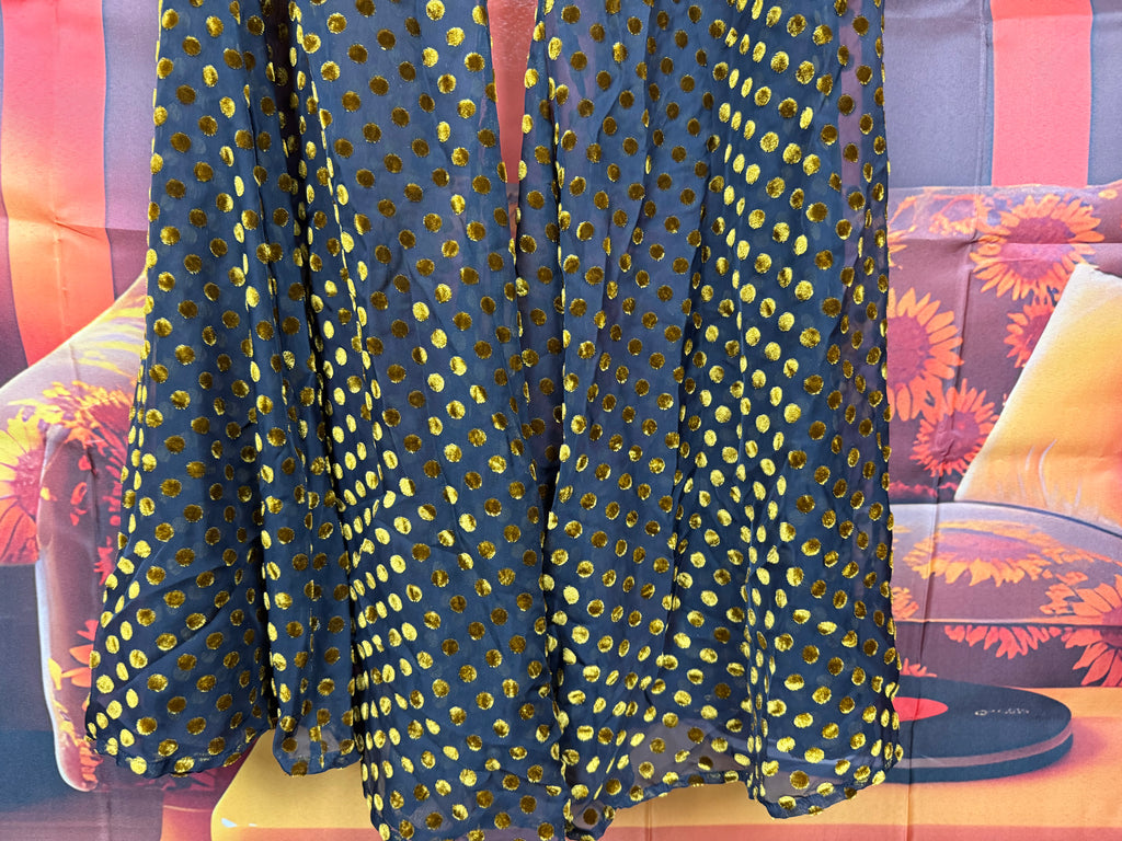 Deadstock Lenni The Label Black & Gold Lurex Polka Dot Wide-Leg Pants