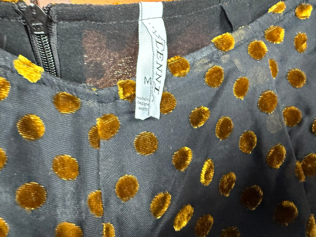 Deadstock Lenni The Label Black & Gold Lurex Polka Dot Wide-Leg Pants