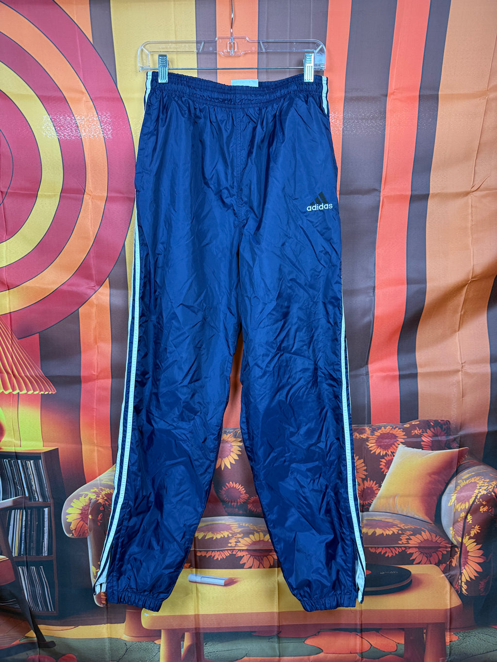 Vintage Adidas Navy Blue Lined Wind Track Pants