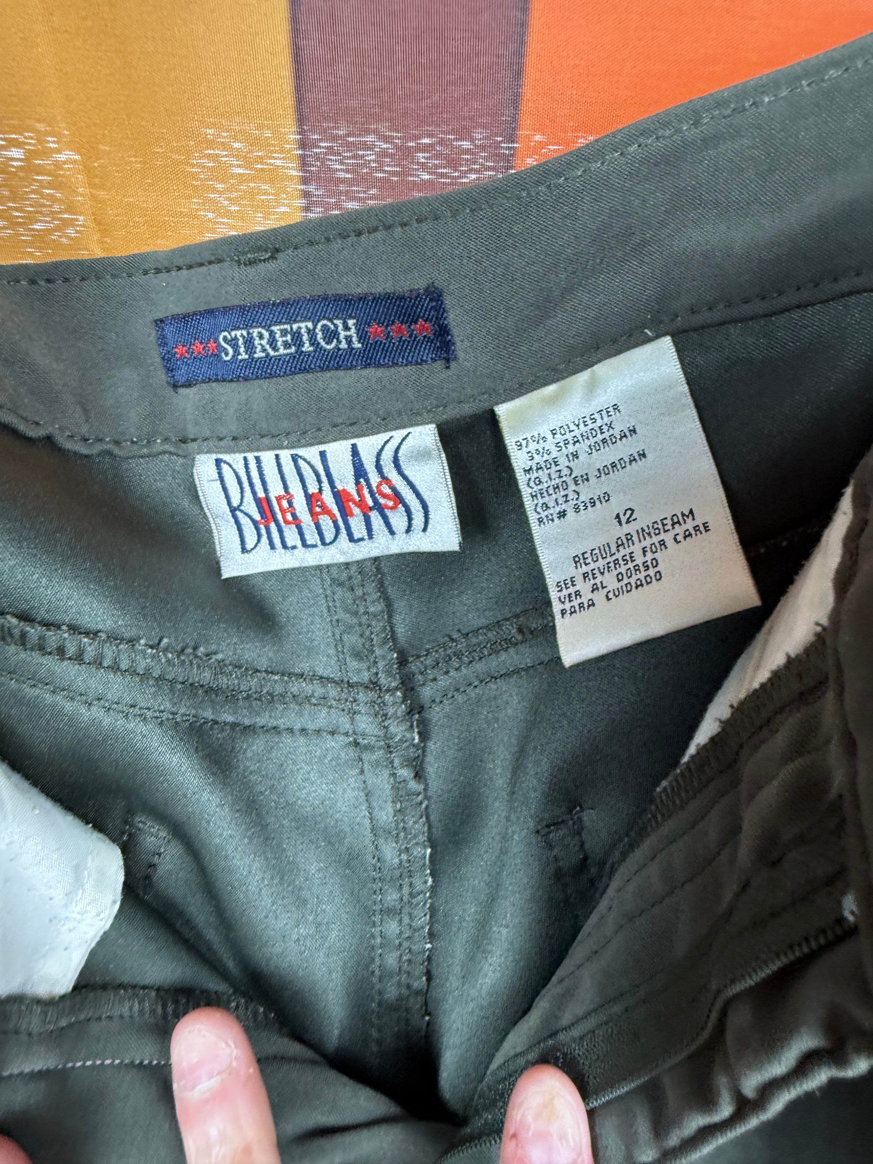 Vintage Bill Blass Jeans Dark Green Faux Suede Stretch Pants