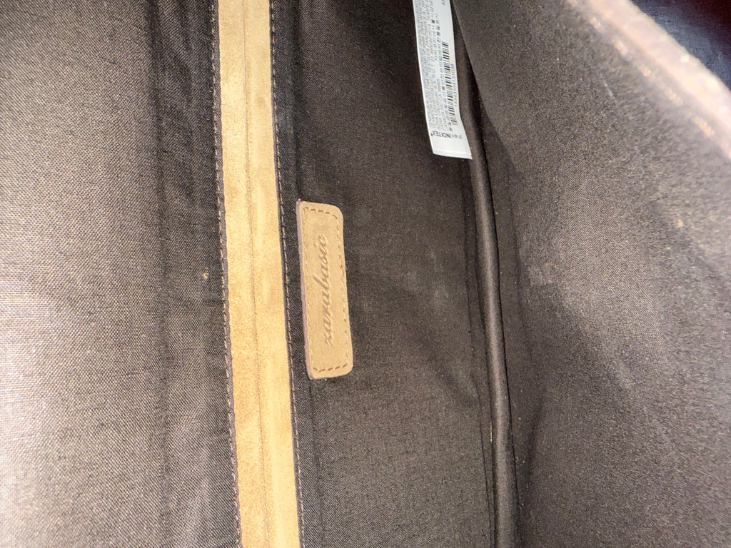 Zara Basic Minimalist Tan Nubuck Suede Leather Messenger Bag