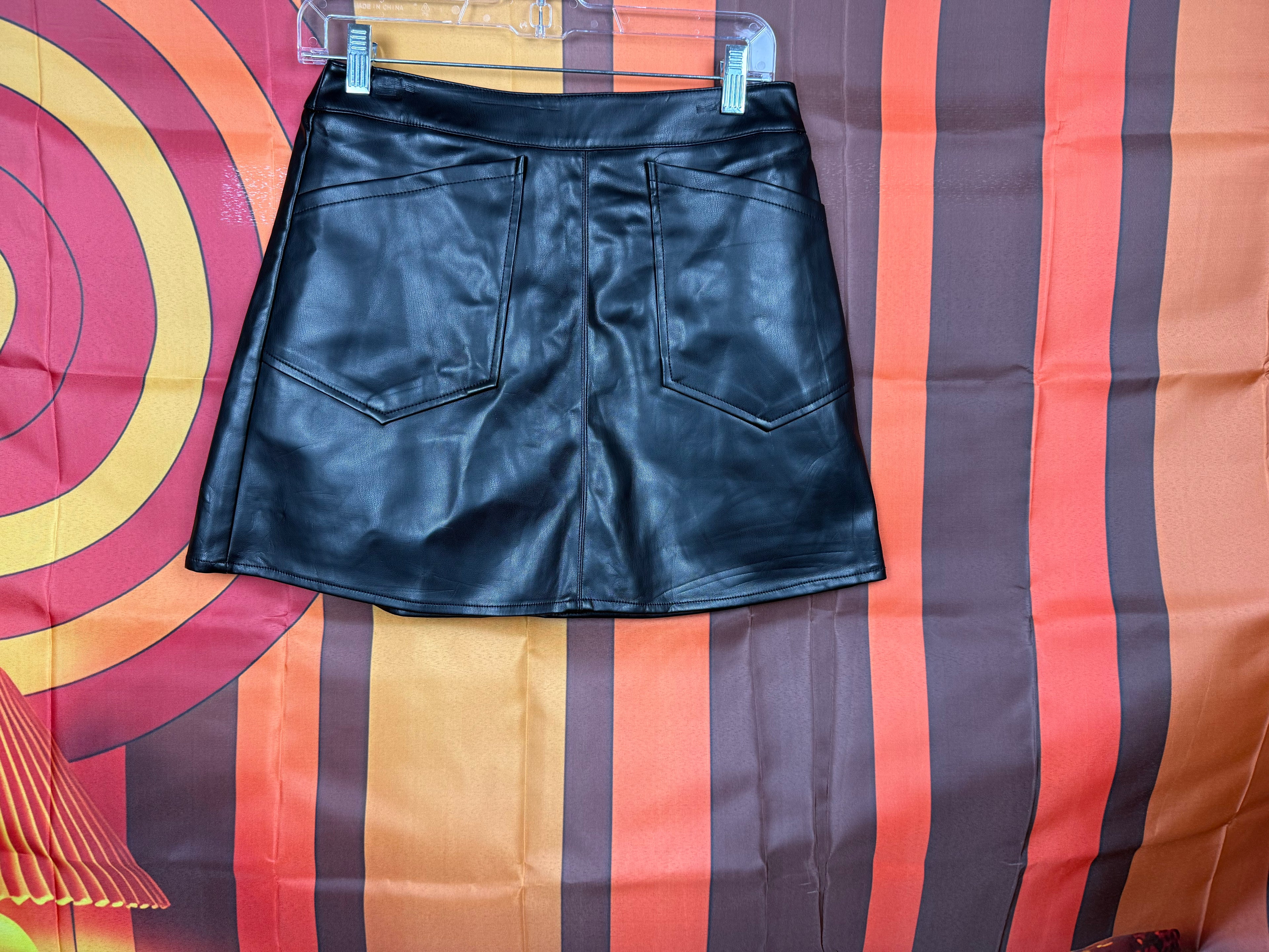 Hunter & Brown Black Faux Leather Mini Skirt NWT