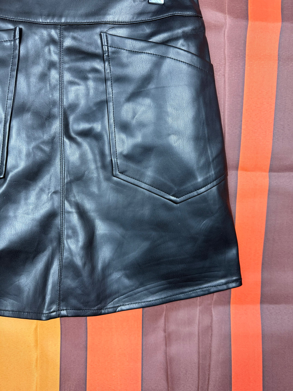 Hunter & Brown Black Faux Leather Mini Skirt NWT