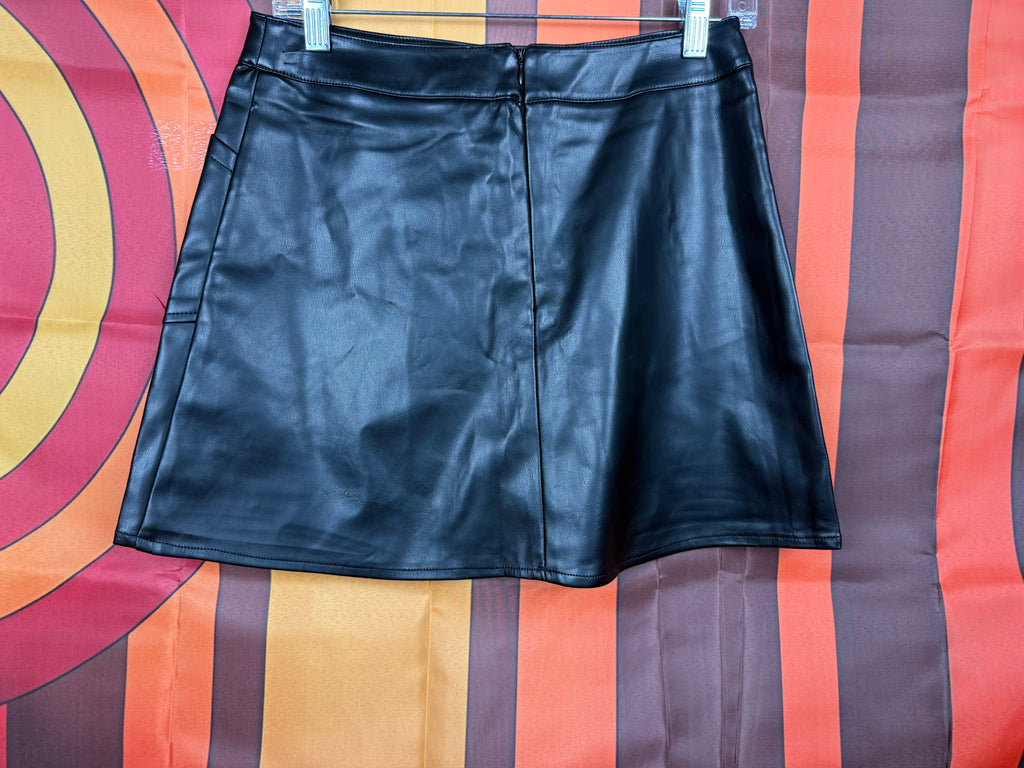 Hunter & Brown Black Faux Leather Mini Skirt NWT