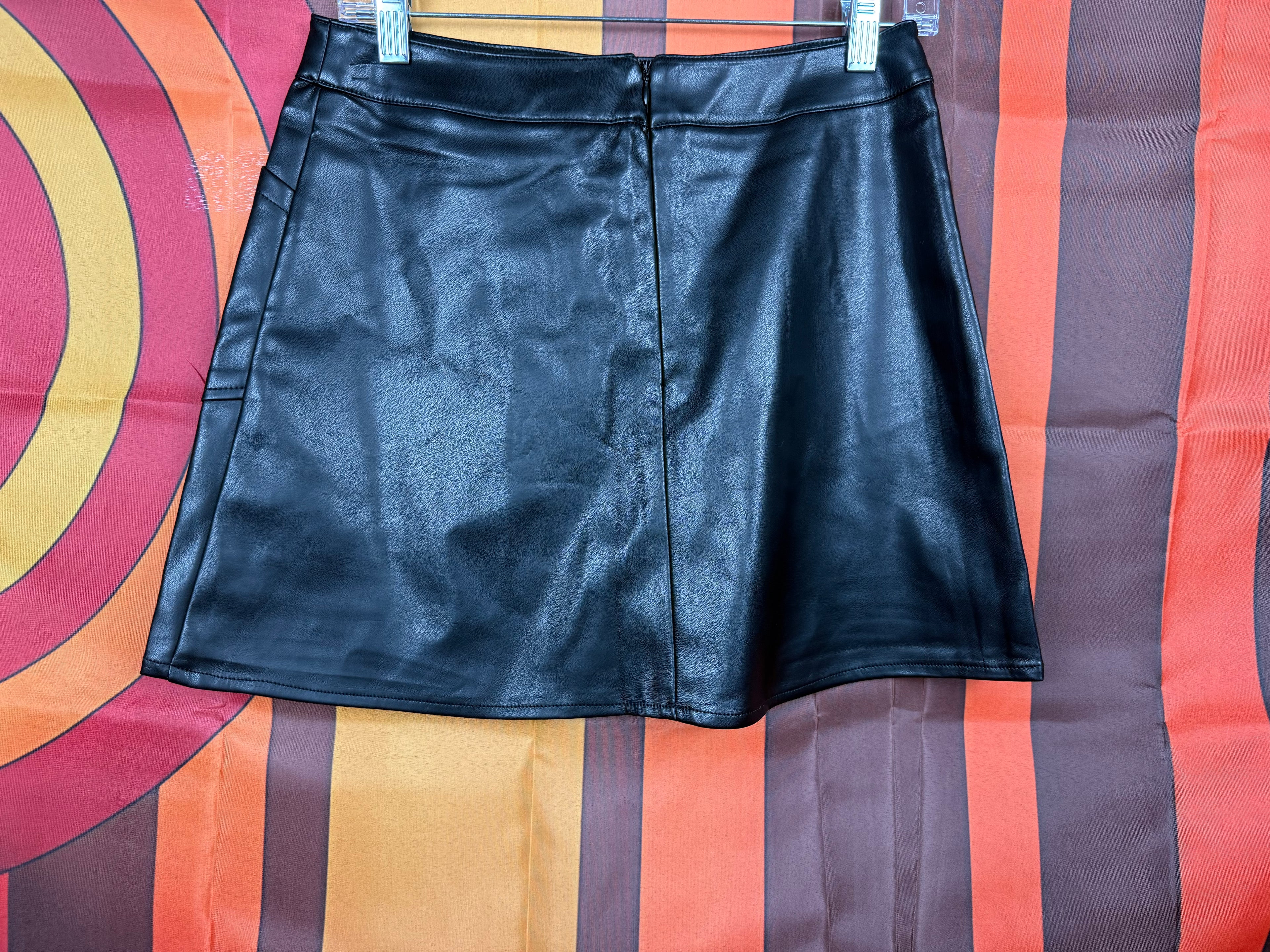 Hunter & Brown Black Faux Leather Mini Skirt NWT