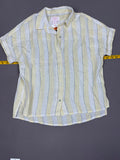 Isaac Mizrahi New York – Striped Linen Short-Sleeve Button-Down Shirt – US XS