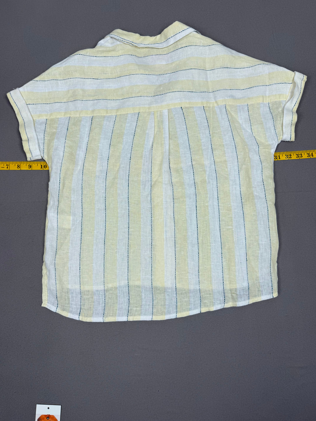 Isaac Mizrahi New York – Striped Linen Short-Sleeve Button-Down Shirt – US XS