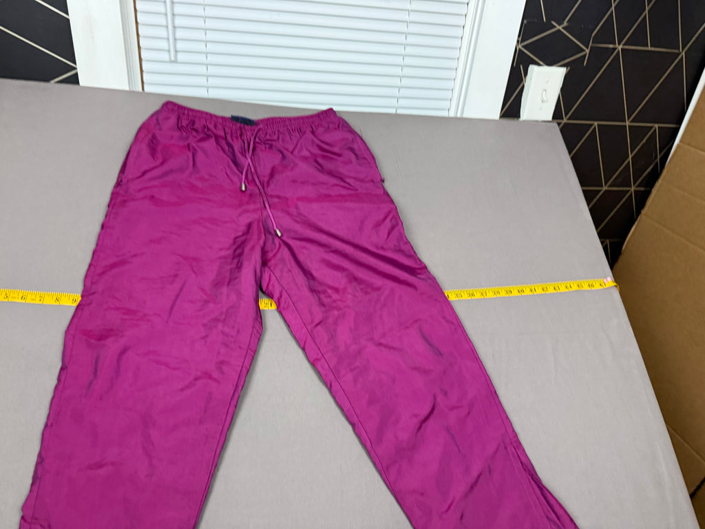 Vintage Catalina Petite Fuchsia Shiny Nylon Track Pants – Side-Zip – Small Petite