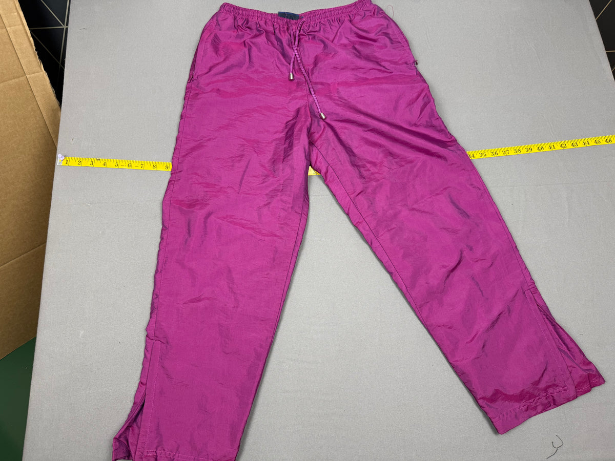 Vintage Catalina Petite Fuchsia Shiny Nylon Track Pants – Side-Zip – Small Petite