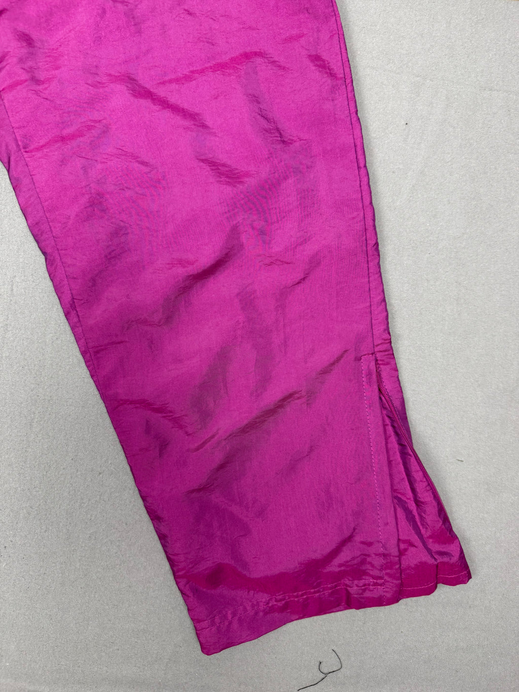 Vintage Catalina Petite Fuchsia Shiny Nylon Track Pants – Side-Zip – Small Petite