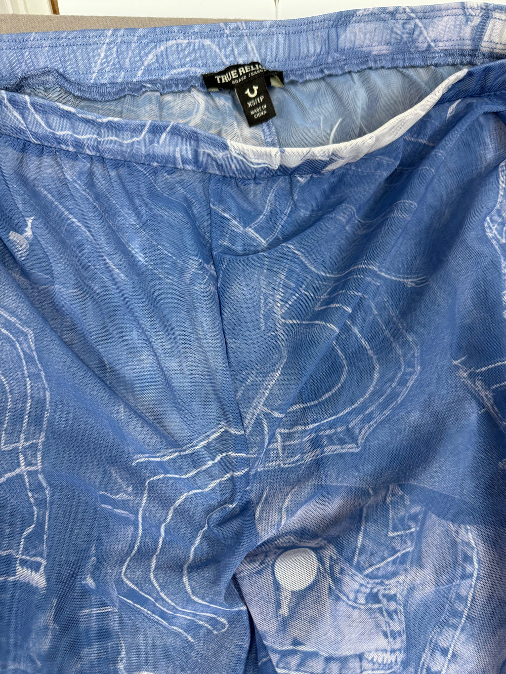 True Religion Mesh Denim-Print Bodysuit & Pants Set