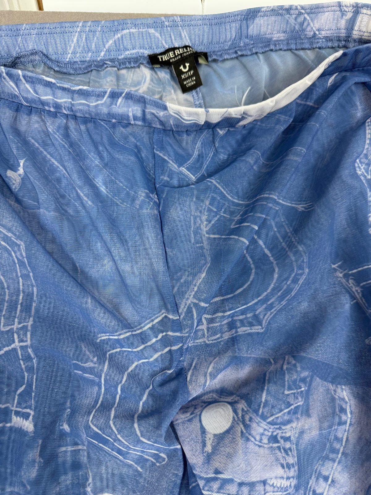 True Religion Mesh Denim-Print Bodysuit & Pants Set
