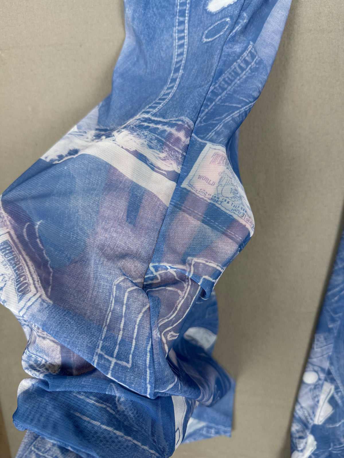 True Religion Mesh Denim-Print Bodysuit & Pants Set