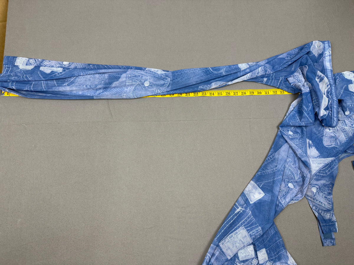 True Religion Mesh Denim-Print Bodysuit & Pants Set