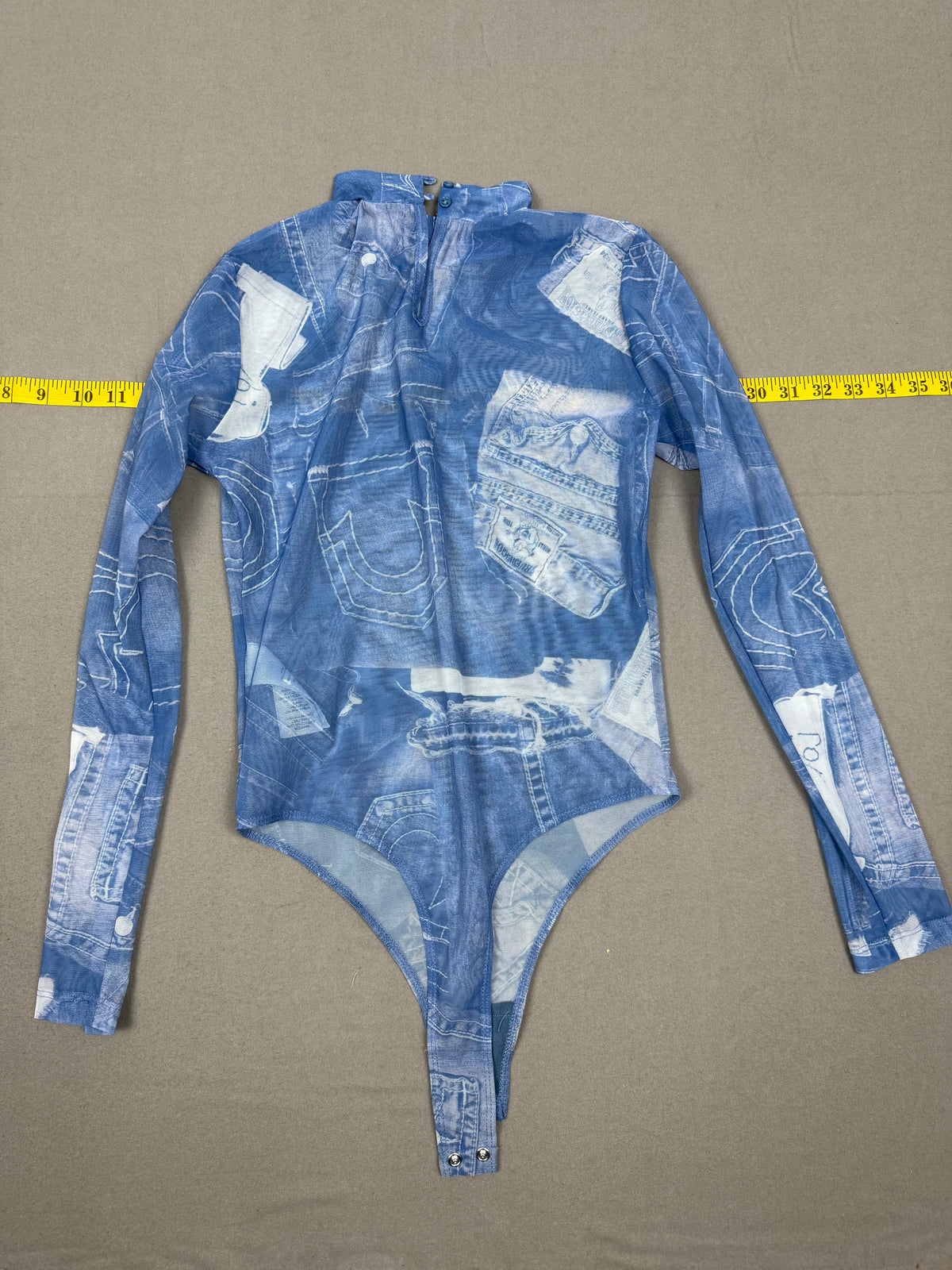 True Religion Mesh Denim-Print Bodysuit & Pants Set