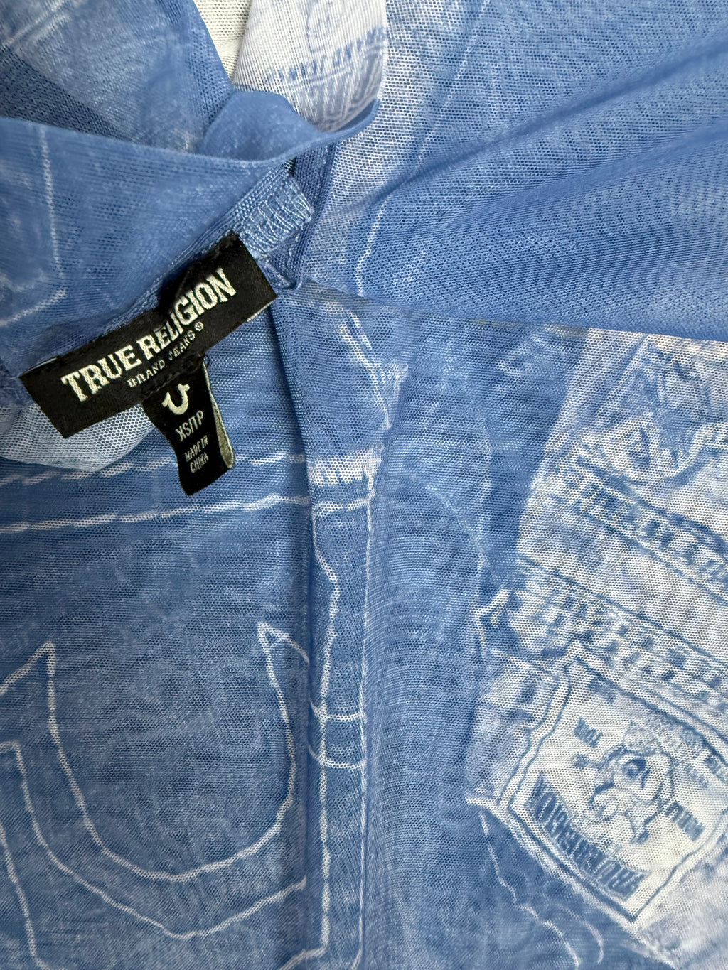 True Religion Mesh Denim-Print Bodysuit & Pants Set
