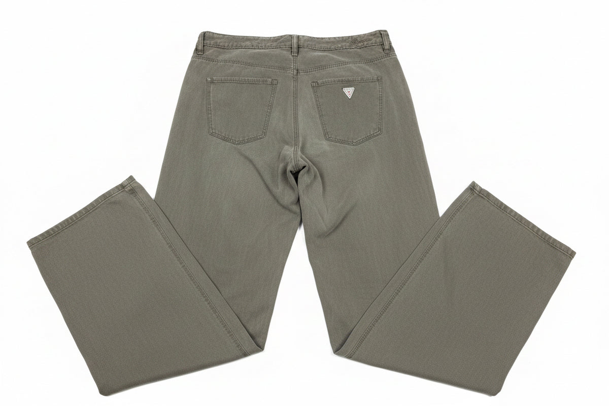 GUESS Sexy Palazzo Mid Dark Green Garment-Dyed Pants