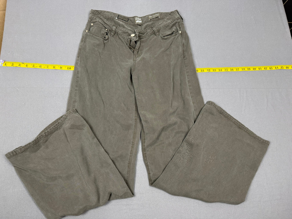 GUESS Sexy Palazzo Mid Dark Green Garment-Dyed Pants