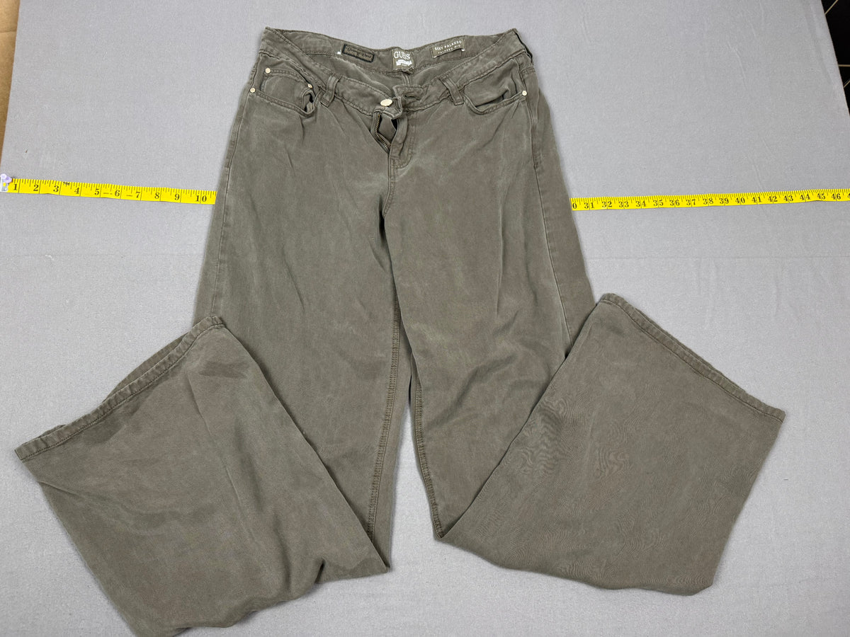 GUESS Sexy Palazzo Mid Dark Green Garment-Dyed Pants