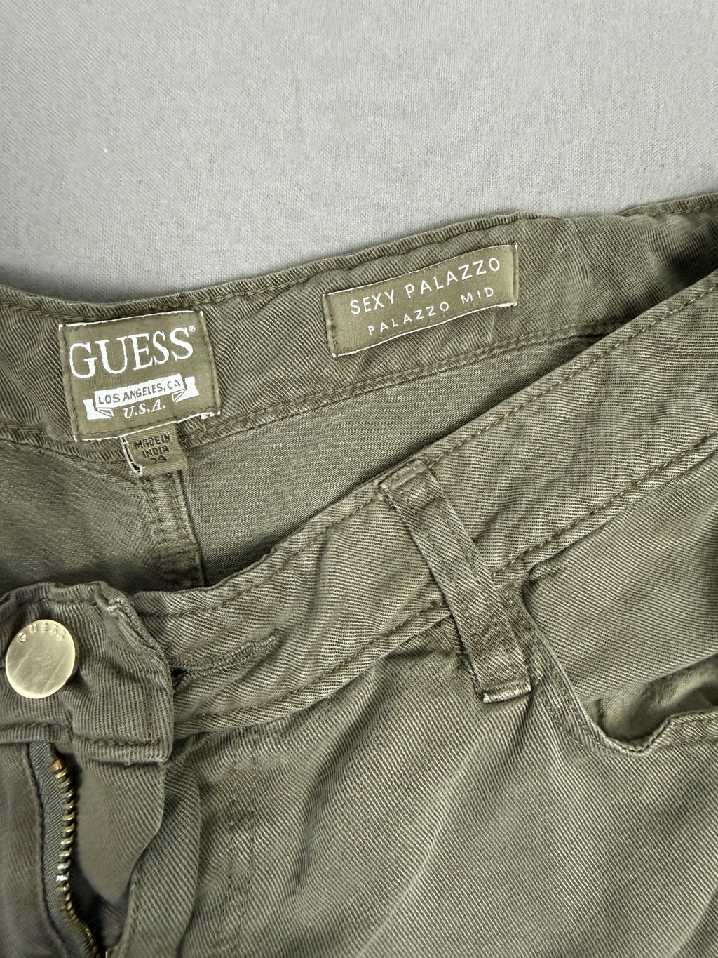 GUESS Sexy Palazzo Mid Dark Green Garment-Dyed Pants