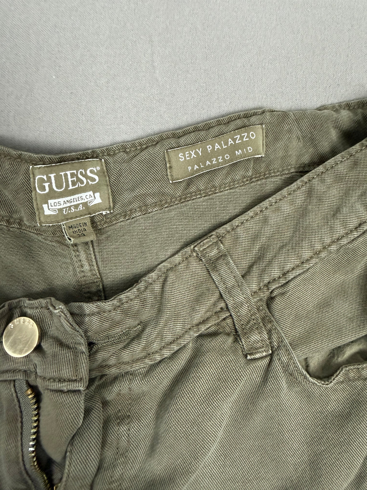 GUESS Sexy Palazzo Mid Dark Green Garment-Dyed Pants