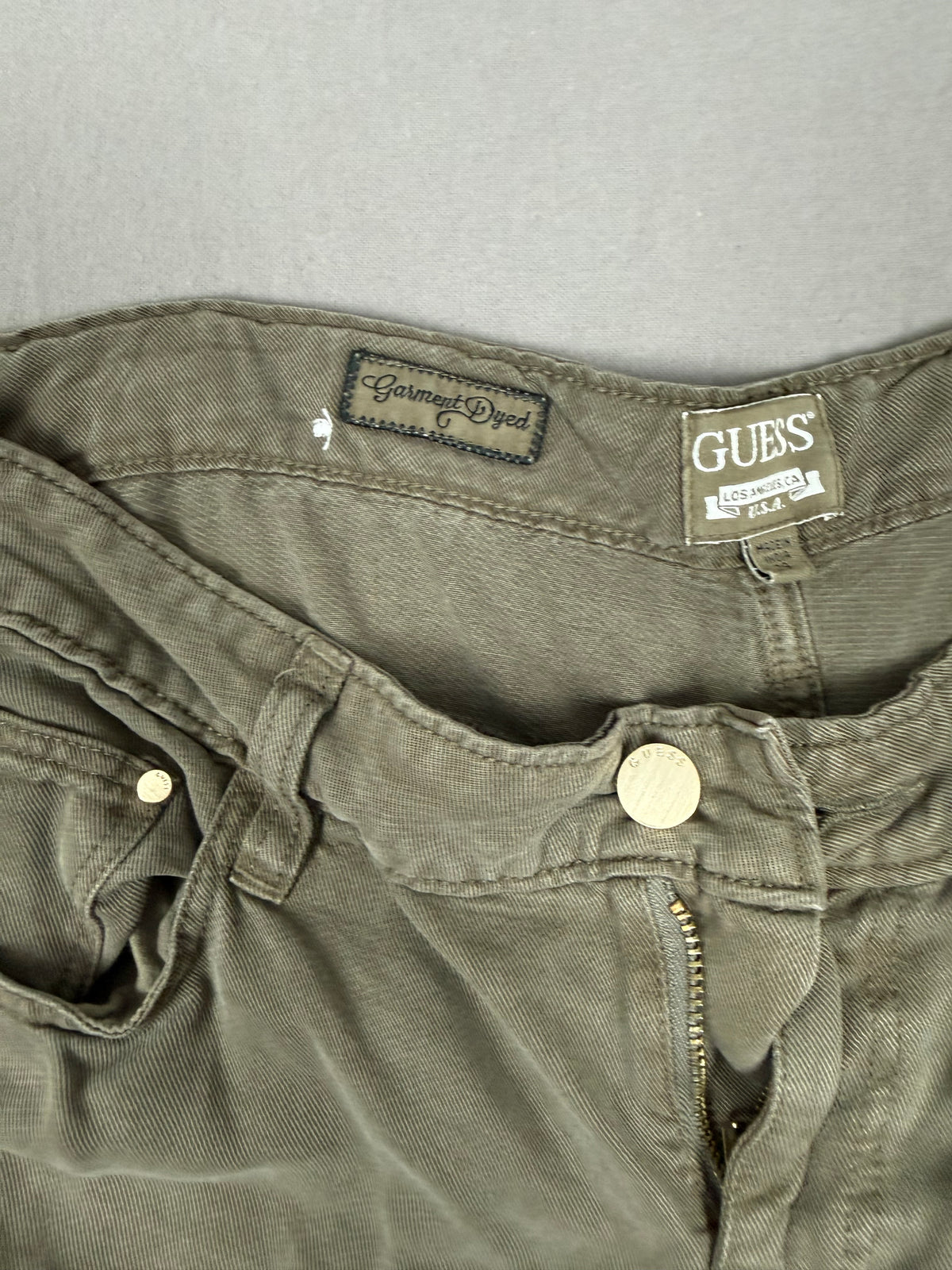 GUESS Sexy Palazzo Mid Dark Green Garment-Dyed Pants