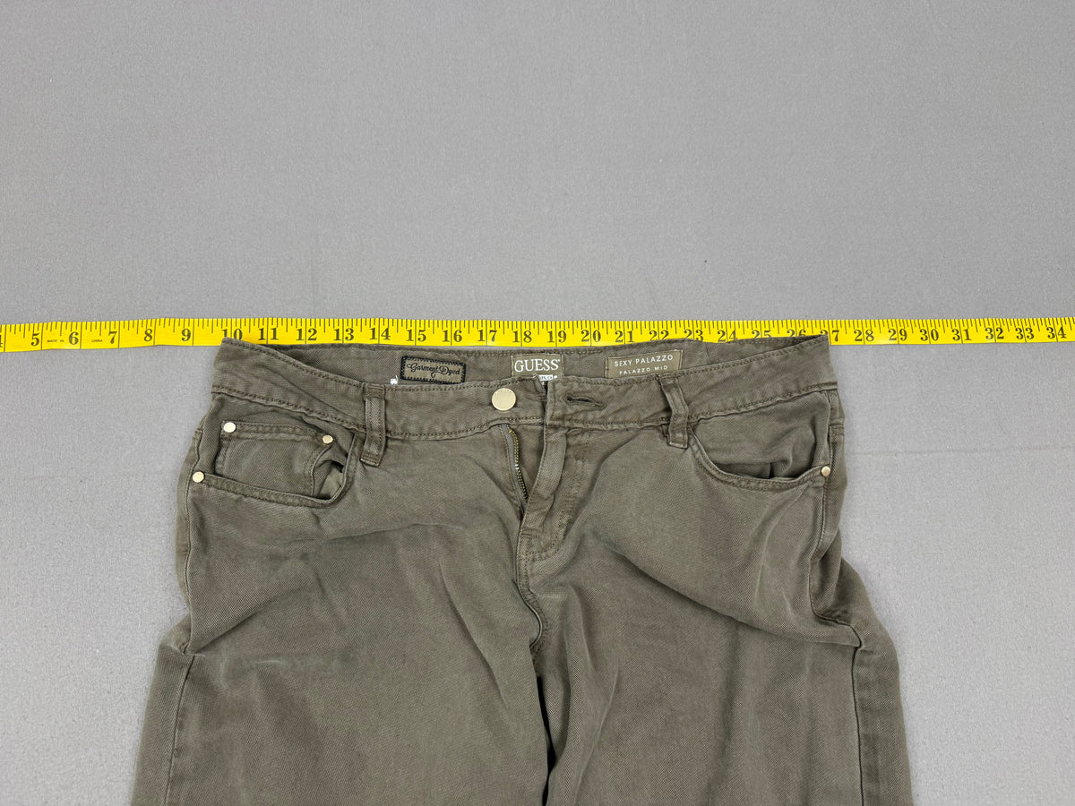 GUESS Sexy Palazzo Mid Dark Green Garment-Dyed Pants