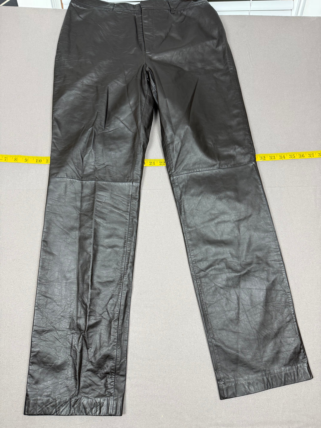 Vintage Nine West Dark Brown Leather Straight-Leg Pants – Size 8