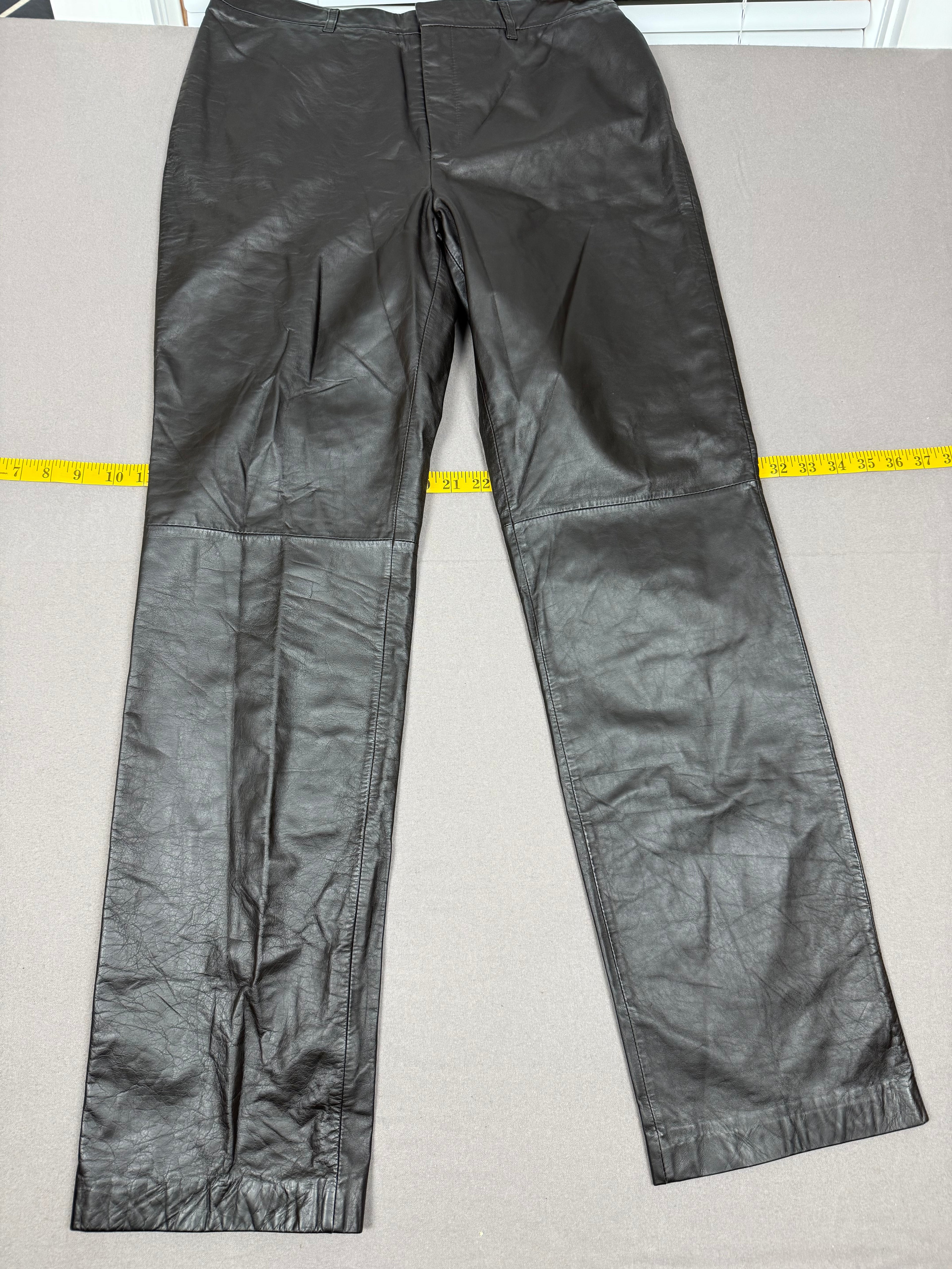 Vintage Nine West Dark Brown Leather Straight-Leg Pants – Size 8