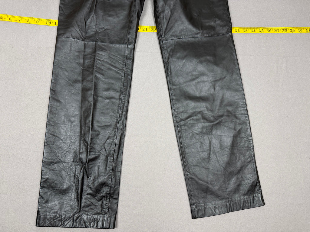 Vintage Nine West Dark Brown Leather Straight-Leg Pants – Size 8