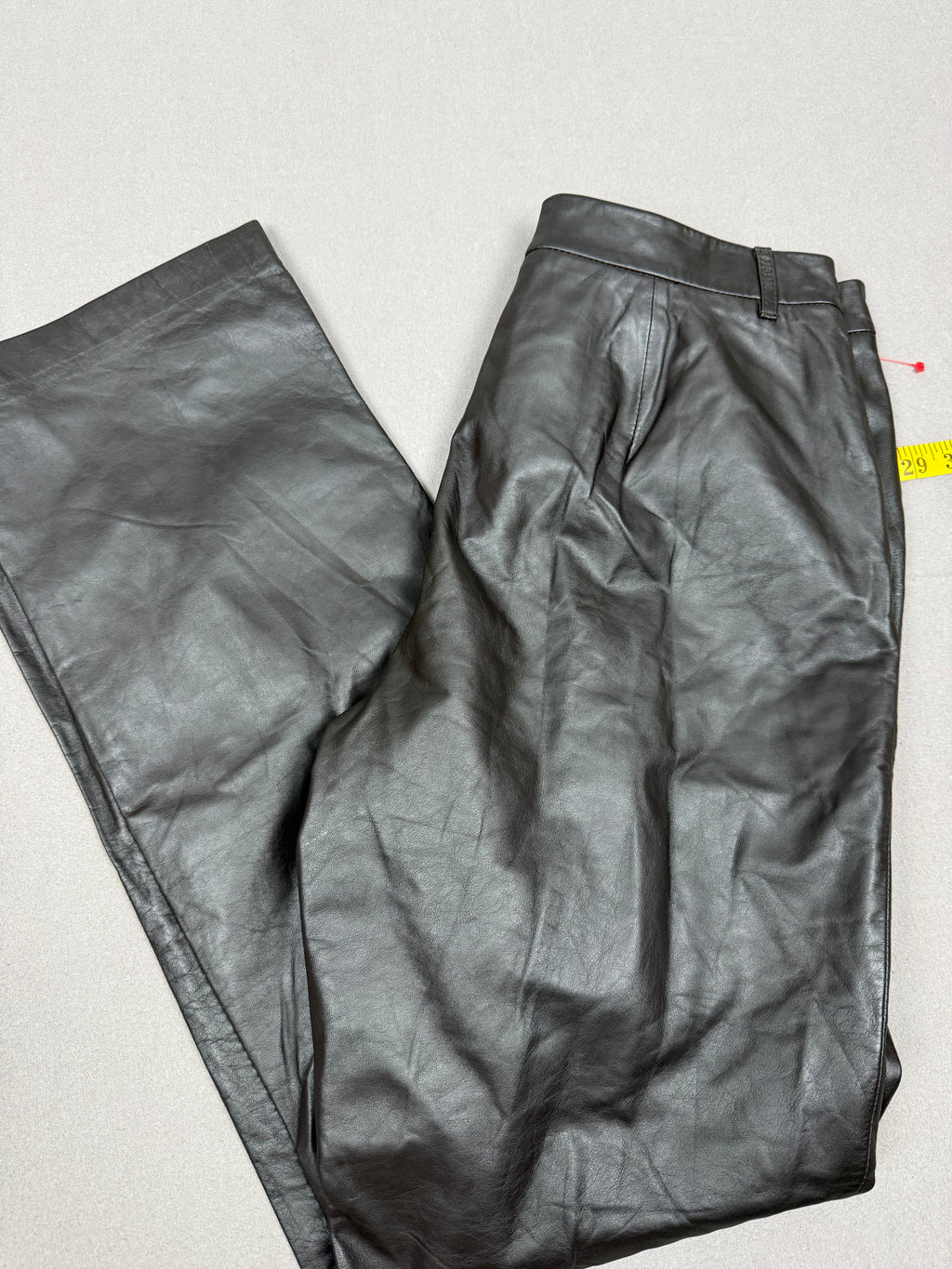 Vintage Nine West Dark Brown Leather Straight-Leg Pants – Size 8