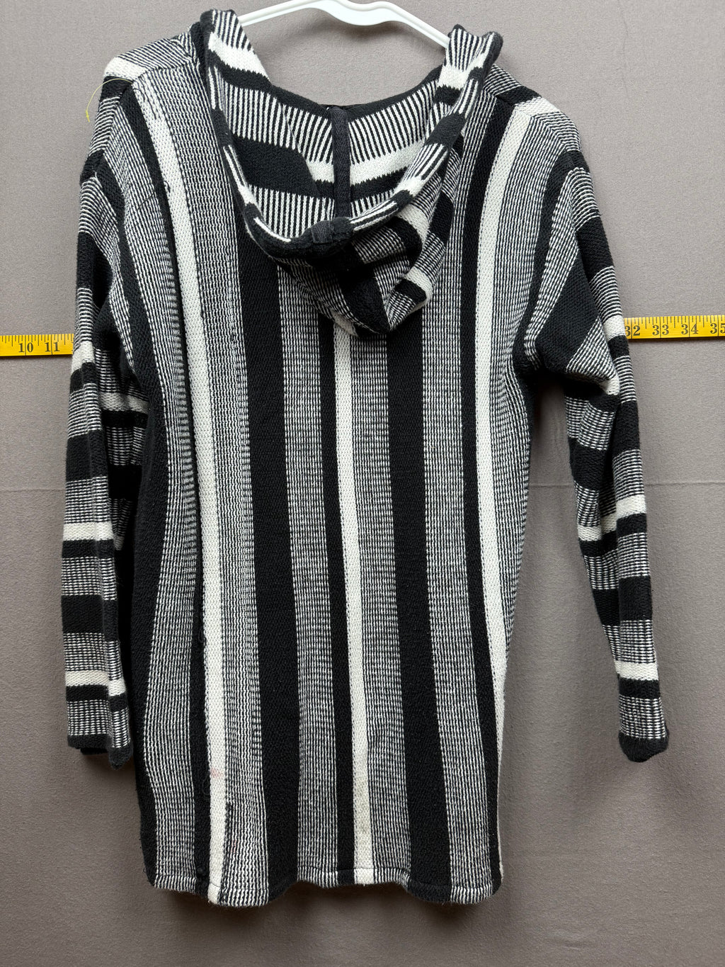 Vintage-Inspired Black & White Hooded Poncho
