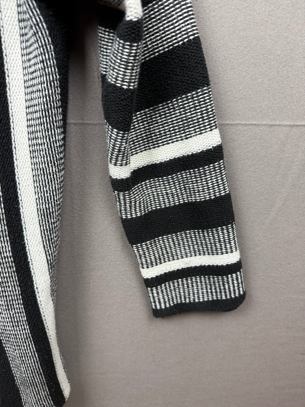 Vintage-Inspired Black & White Hooded Poncho