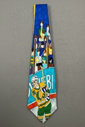 Vintage 1992 Nicole Miller Hockey Theme 100% Silk Necktie – Hand Sewn – 56"