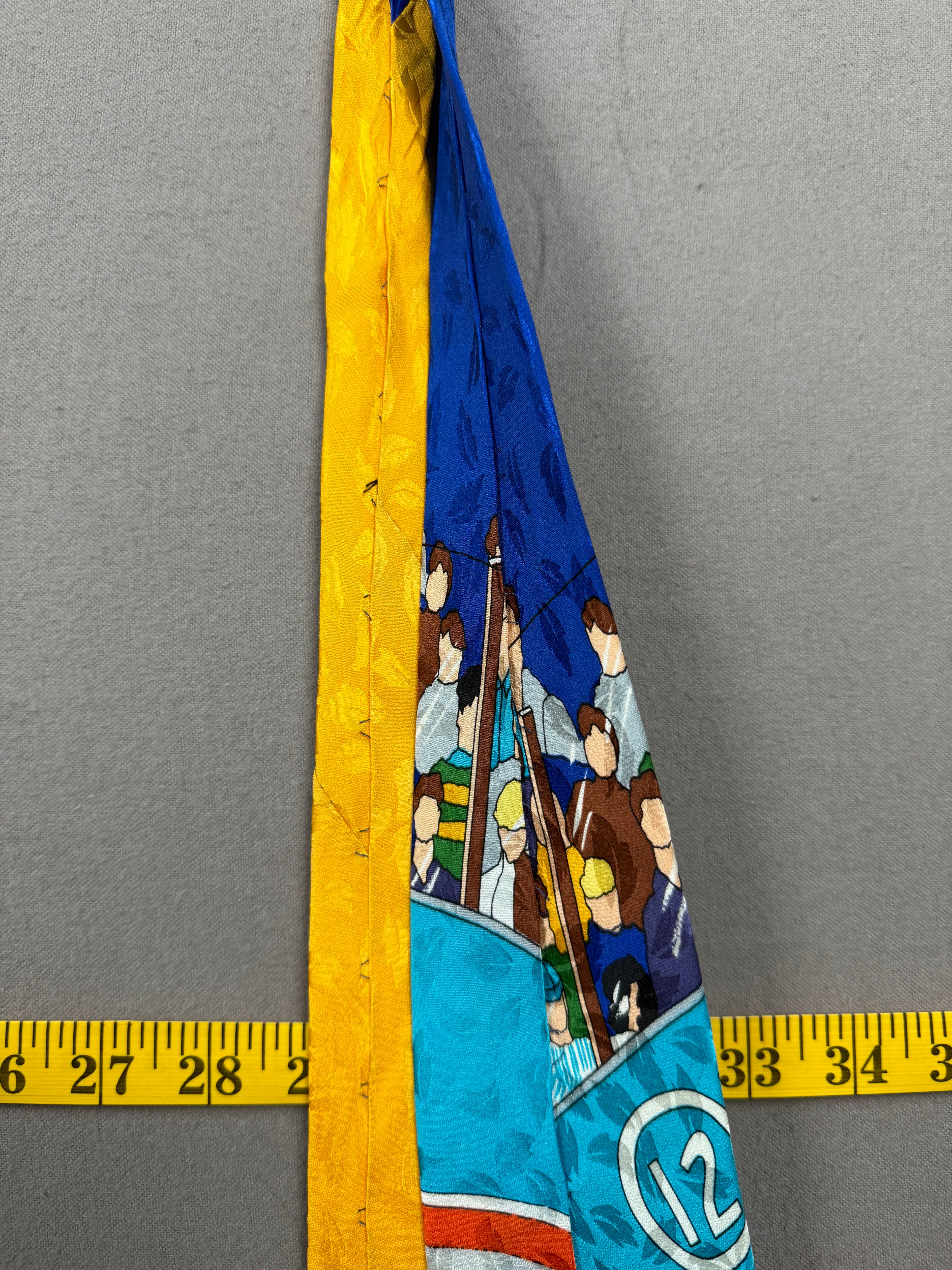 Vintage 1992 Nicole Miller Hockey Theme 100% Silk Necktie – Hand Sewn – 56"