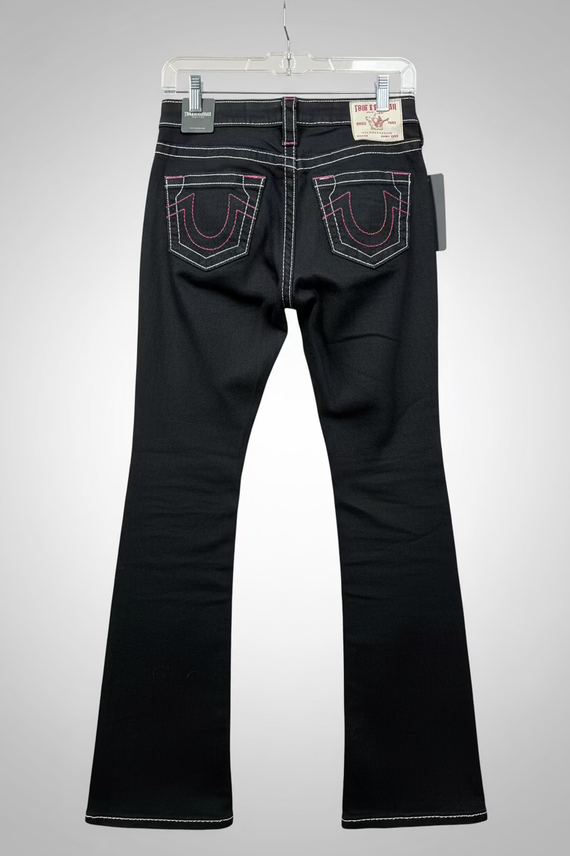 NWT True Religion Becca Multi Stitch Flap Bootcut Jeans