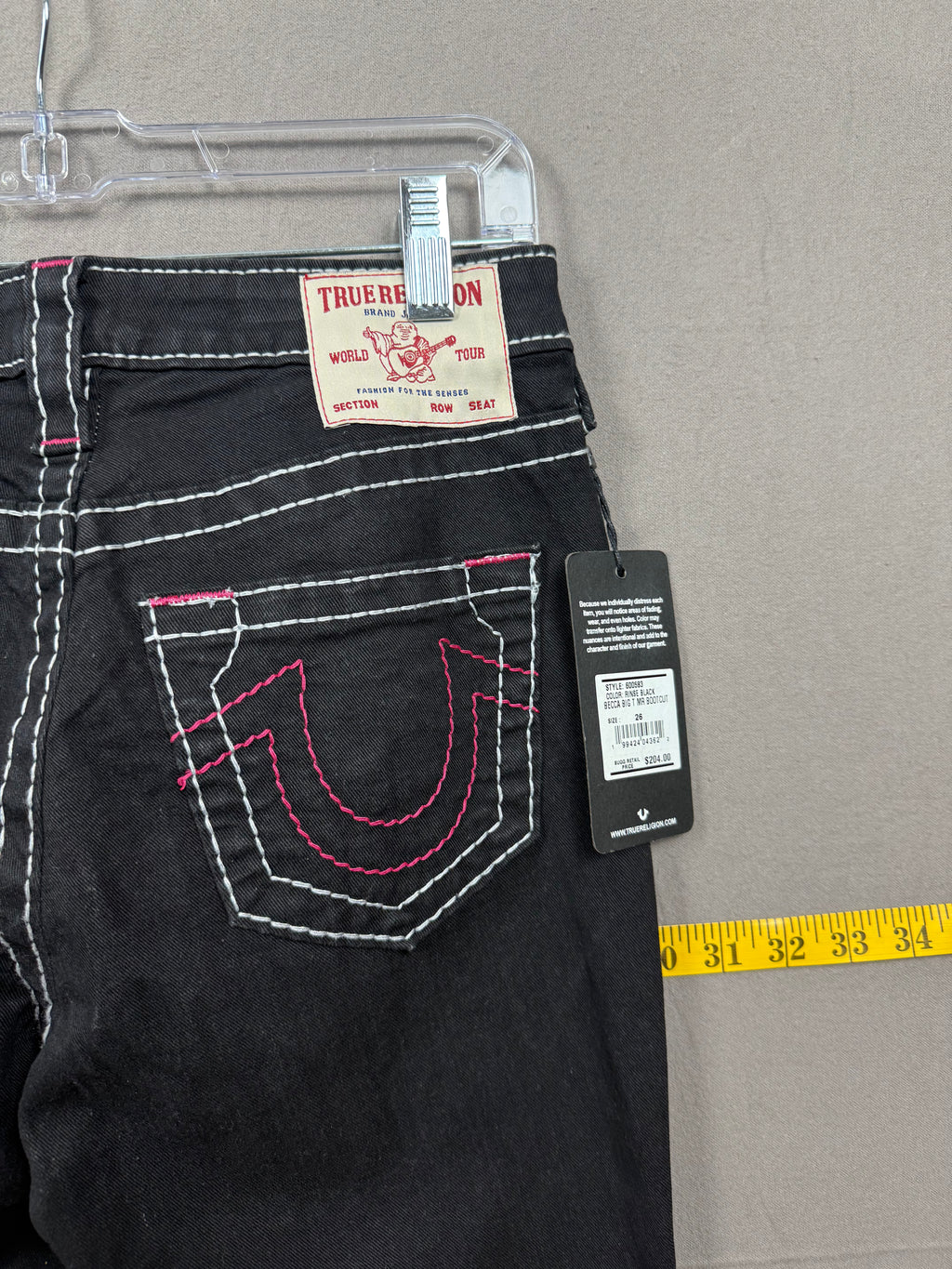 NWT True Religion Becca Multi Stitch Flap Bootcut Jeans