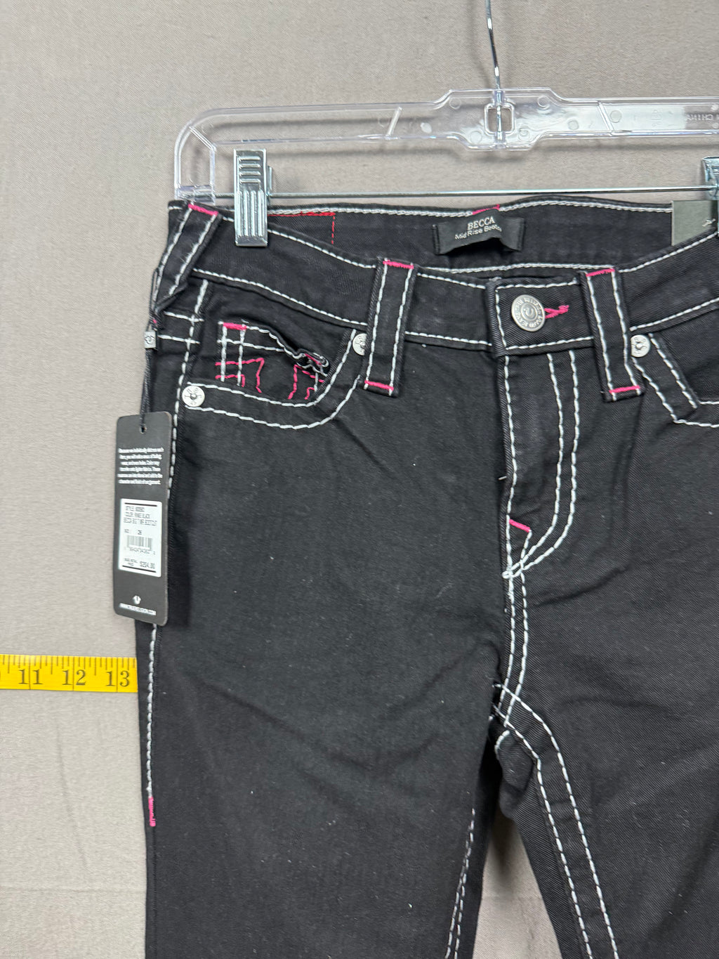 NWT True Religion Becca Multi Stitch Flap Bootcut Jeans