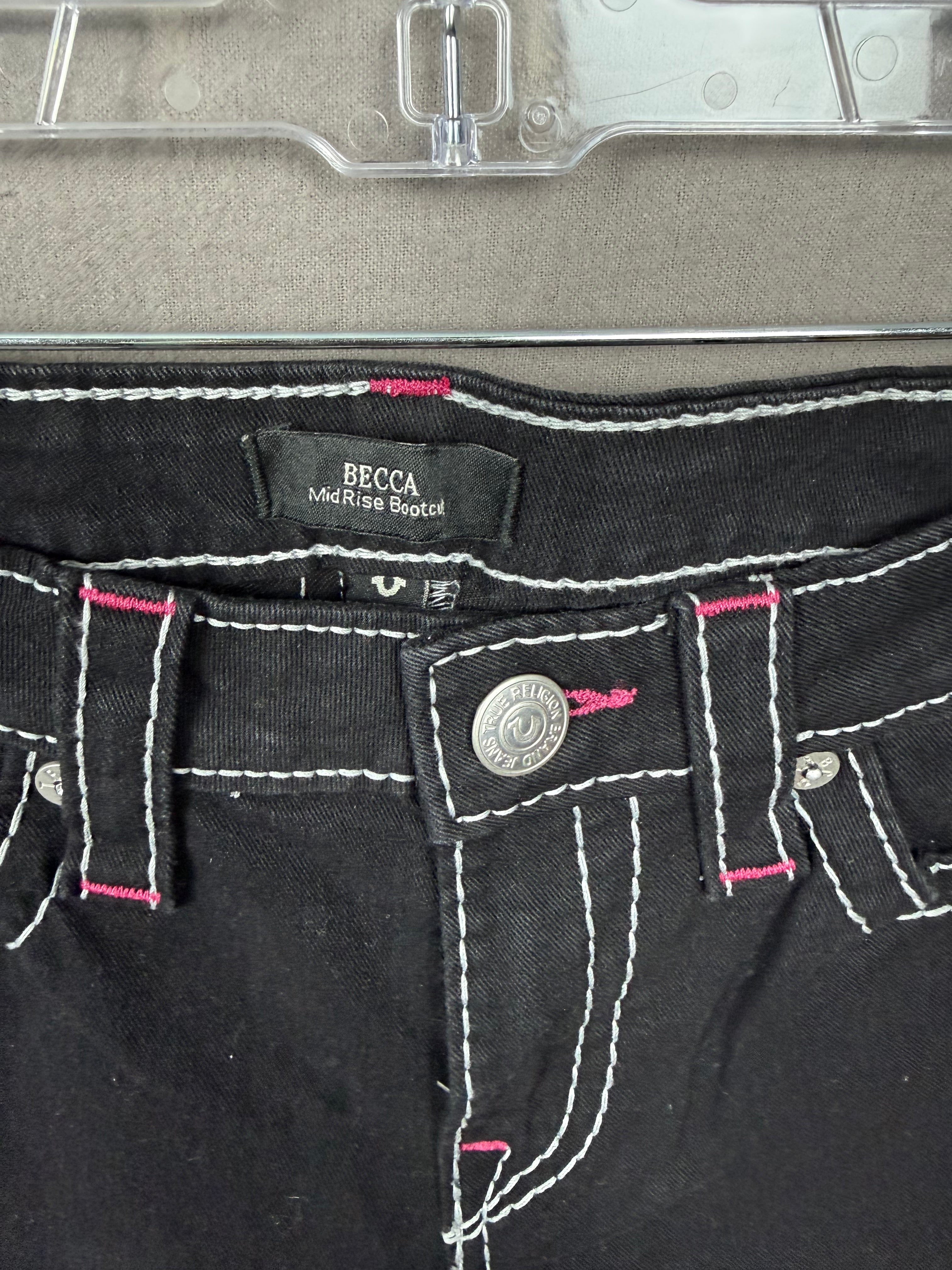 NWT True Religion Becca Multi Stitch Flap Bootcut Jeans